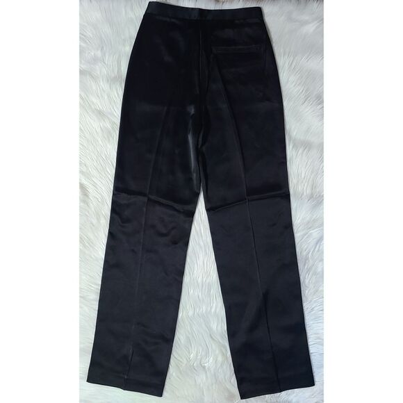 NWT|Polo Ralph Lauren Black Satin Double Face Straight Leg Pant, 2 - Picture 6 of 13